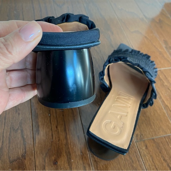 GANNI Smocked Kitten-Heel Mules, Black Satin, NWOB, European Size 37‎ /  US 7 - Picture 5 of 9